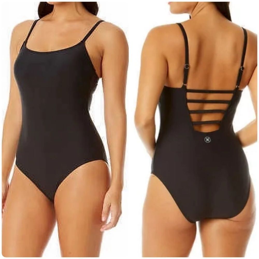 Hurley Black One-Piece Lattice Back Swimsuit